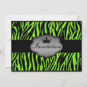 Neon Green Wild Night Zebra Bachelorette Party Kaart (Achterkant)