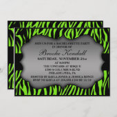 Neon Green Wild Night Zebra Bachelorette Party Kaart (Voorkant / Achterkant)