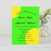 Neon Green Yellow Bold Modern Retro Wedding Kaart (Staand voorkant)