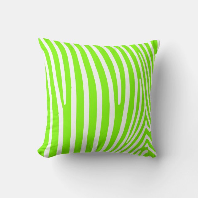 Neon Green Zebra Pattern Kussen (Voorkant)