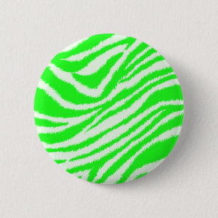 Neon Green Zebra Pattern Ronde Button 5,7 Cm