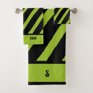 Neon Green Zebra Print Handdoek