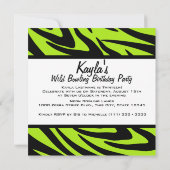 Neon Green Zebra Stripe Bowling Party Kaart (Achterkant)