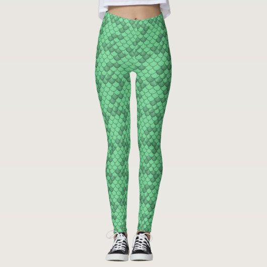 Neon Green Zeemeermin Schaal Leggings Ariel Geïnsp (Voorkant)