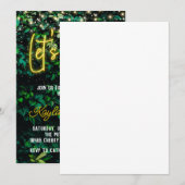 Neon Greenery Green Wall Let's Party Invitation Kaart (Voorkant / Achterkant)