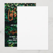 Neon Greenery Green Wall Let's Party Invitation Kaart (Voorkant / Achterkant)