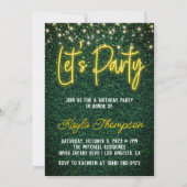 Neon Greenery Green Wall Let's Party Invitation Kaart (Achterkant)