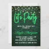 Neon Greenery Green Wall Let's Party Invitation Kaart (Achterkant)