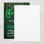 Neon Greenery Green Wall Let's Party Invitation Kaart (Voorkant / Achterkant)
