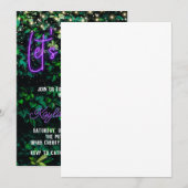 Neon Greenery Green Wall Let's Party Invitation Kaart (Voorkant / Achterkant)