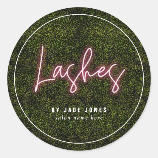 Neon Greenery Lash Artiest Business Cosmetoloog Ronde Sticker (Voorkant)
