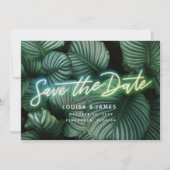 Neon Greenery Modern Tropical Save the Date Kaart (Voorkant)