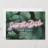 Neon Greenery Modern Tropical Save the Date Kaart (Voorkant)