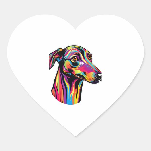 Neon Greyhound Hart Sticker (Voorkant)