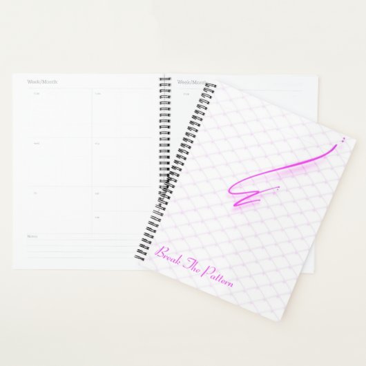 Neon Grid Break Art | Isometrisch raster met roze Planner (Display)