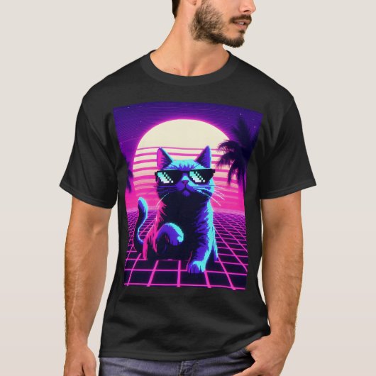 Neon Grid Chill Kat T-shirt (Voorkant)
