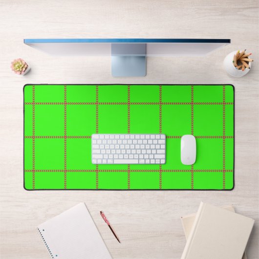 Neon Grid Desk Mat With Pink Arrows – Customizable (Kantoor 1)