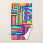 Neon Grid - Kleurrijk Abstract Mozaïek Bad Handdoek (Handdoek)