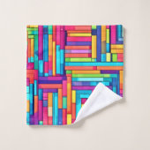Neon Grid - Kleurrijk Abstract Mozaïek Bad Handdoek (Wasdoekje)
