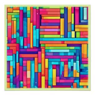 Neon Grid - Kleurrijk Abstract Mozaïek Perfect Poster