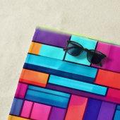 Neon Grid - Kleurrijk Abstract Mozaïek Strandlaken (In situ)