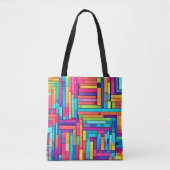 Neon Grid - Kleurrijk Abstract Mozaïek Tote Bag (Voorkant)