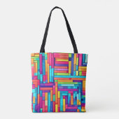 Neon Grid - Kleurrijk Abstract Mozaïek Tote Bag (Achterkant)
