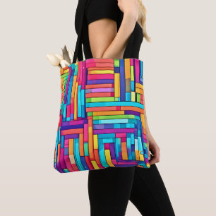 Neon Grid - Kleurrijk Abstract Mozaïek Tote Bag