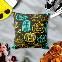 Neon Griezelig Halloween Geest Vleermuizen Pompoen