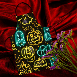 Neon Griezelig Halloween Geest Vleermuizen Pompoen Schort