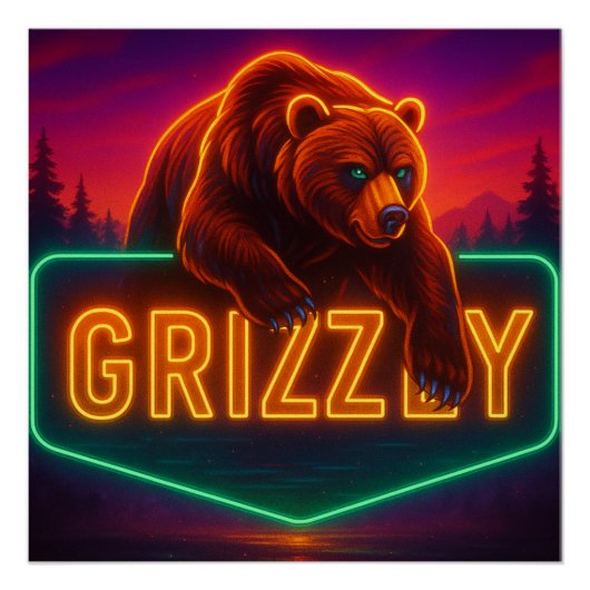 Neon Grizzly-Poster Perfect Poster (Voorkant)