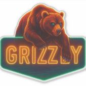 Neon Grizzly Sticker (Voorkant)