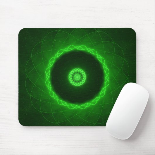 Neon Groen Abstract Cirkelpatroon Muismat (Met muis)