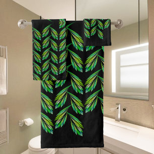 Neon groen blad - fractal art, bad handdoek