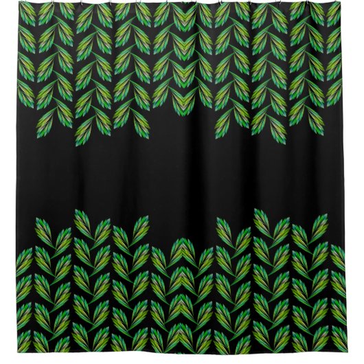 Neon groen blad - fractal art, douchegordijn (Voorkant)