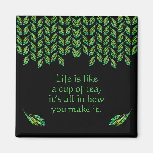 Neon groen blad - fractal kunst, Iers gezegde, Magneet (Voorkant)