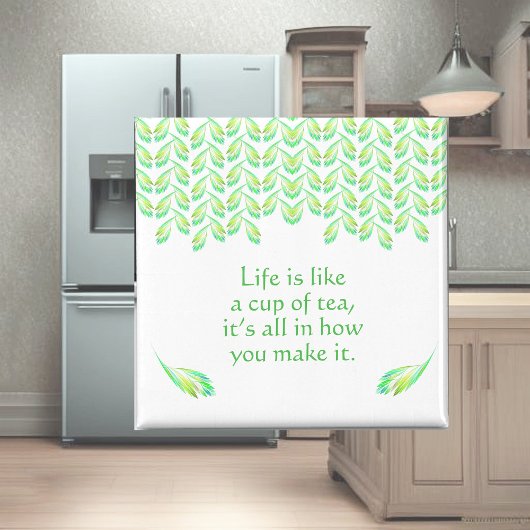 Neon groen blad - fractal kunst, Iers gezegde, Magneet