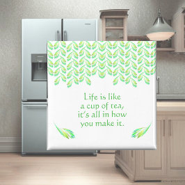 Neon groen blad - fractal kunst, Iers gezegde, Magneet