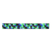 Neon Groen & Blauw Abstract Patroon Satijnen Lint (Voorkant)