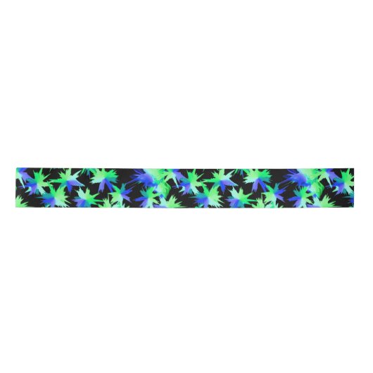 Neon Groen & Blauw Abstract Patroon Satijnen Lint (Voorkant)