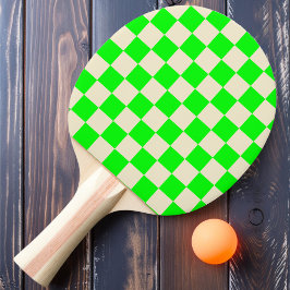 Neon Groen & Crème Damboard Tafeltennisbatje
