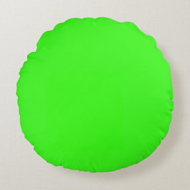 Neon Groen Effen Kleur Rond Kussen (Voorkant)