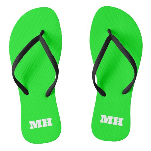 Neon Groen Elegant Minimalistisch Kleur Eenvoudig  Teenslippers (Voetbed)