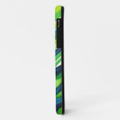 Neon Groen en Donkerblauwe Strepen Kunst Case-Mate iPhone Case (Achterkant/links)