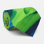 Neon Groen en Donkerblauwe Strepen Kunst Stropdas (Opgerold)