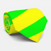 Neon Groen en Geel Gestreept Stropdas (Dikke Strep (Opgerold)