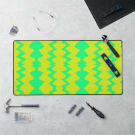 Neon groen en geel zigzagpatroon bureaumat