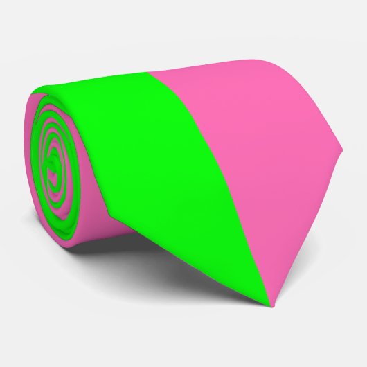 Neon Groen en Heet Roze Stropdas (Twee Kleur Strop (Opgerold)