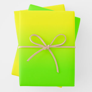 Neon groen en neon geel Ombré  Schaduwkleur vervag Inpakpapier Vel