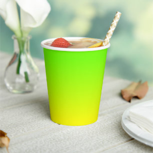 Neon Groen en Neon Geel Ombré Schakering Kleur Ver Papieren Bekers
